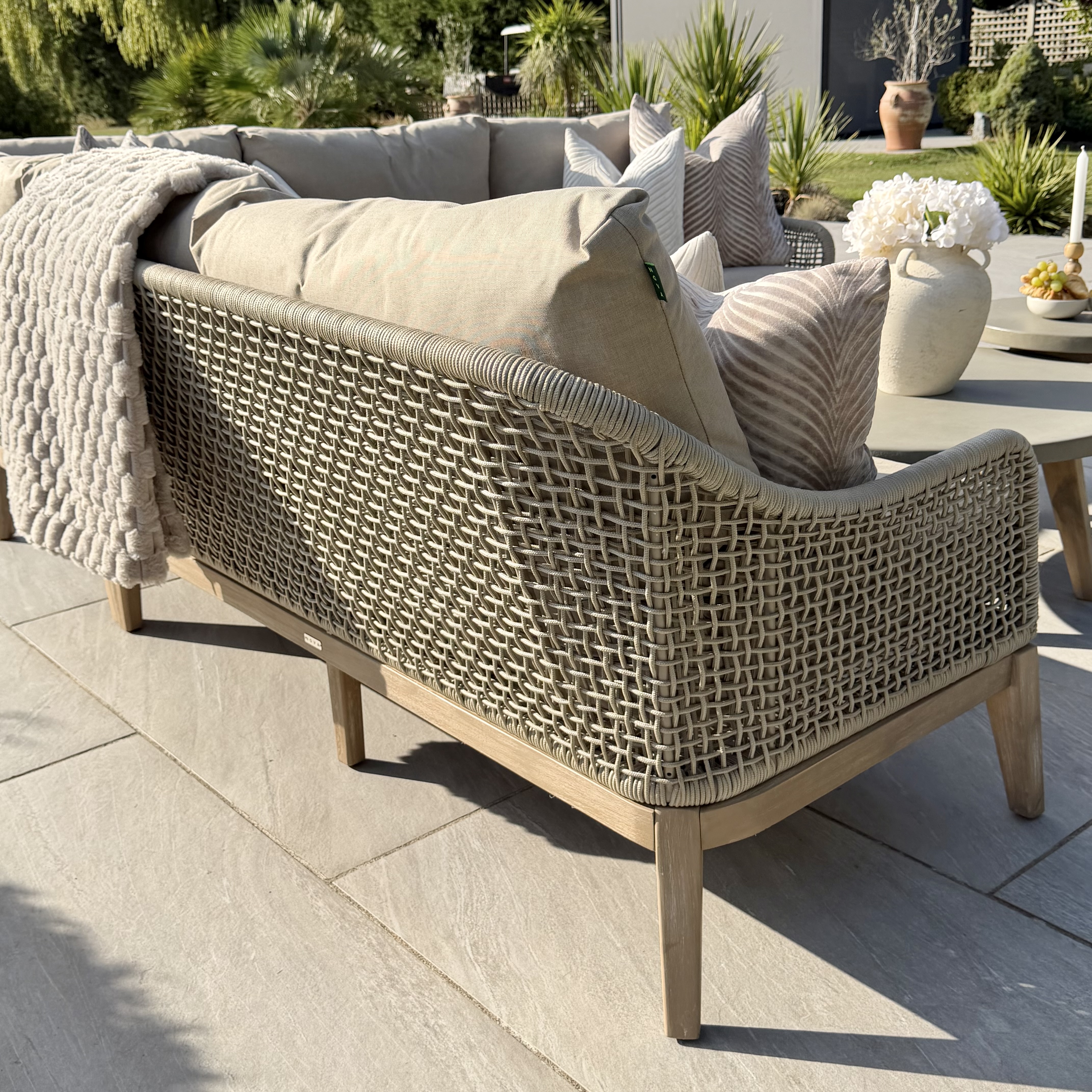 Nova - Summer Corner Sofa Set with Round Coffee Table & Side Table - Beige